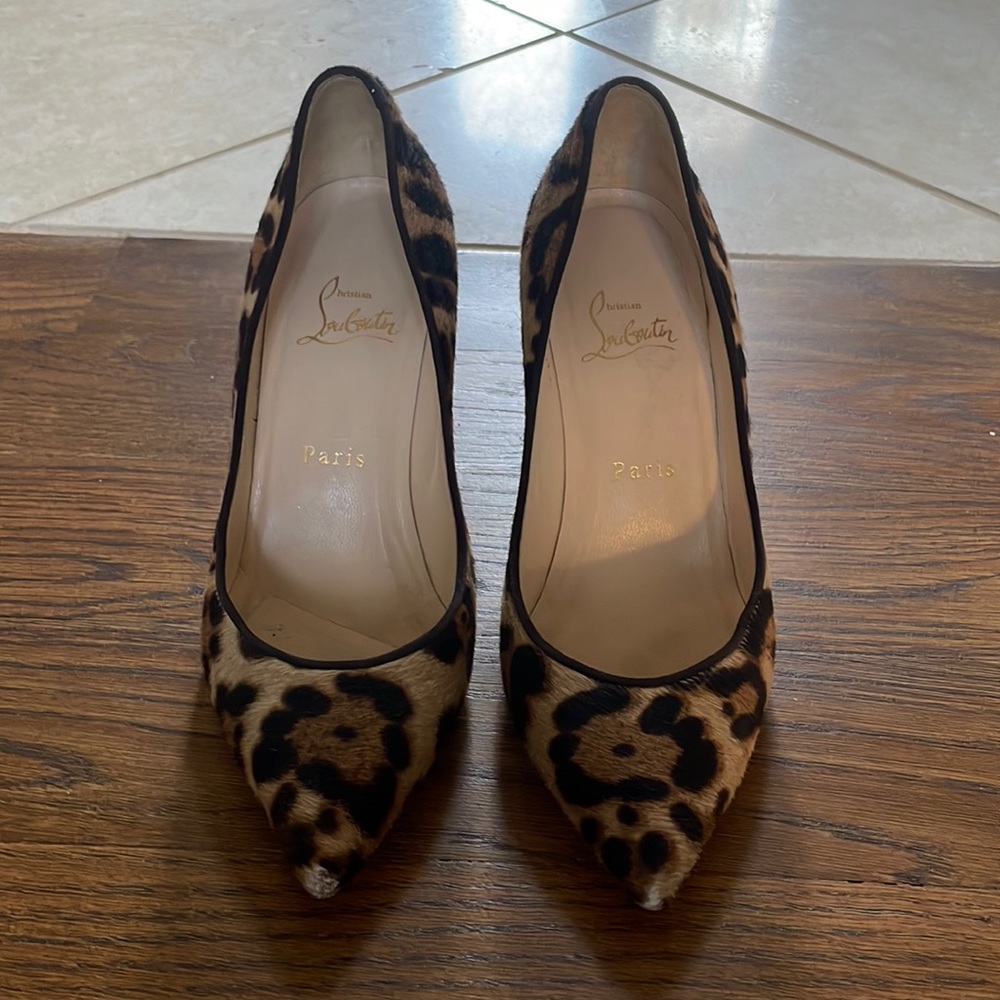 Christian Louboutin leopard calf hair heels 37.5
